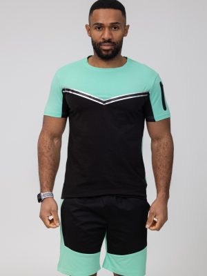 Basic green and black cotton relaxed shortset