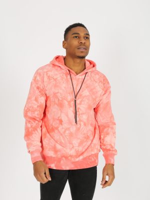 Pink marble essential cotton hoodie