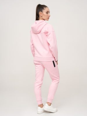 Pink essential sports cotton fleece tracksuit