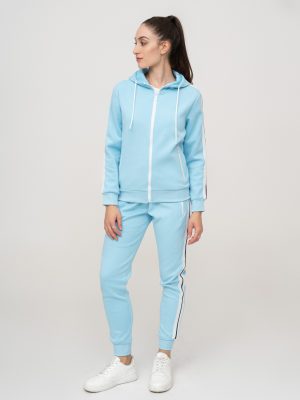 Blue essential zipped cotton fleece tracksuit