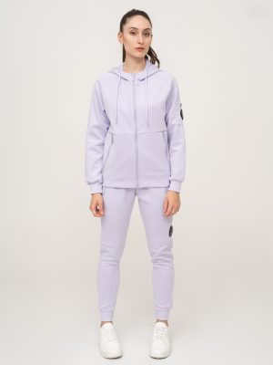 Mauve essential pocket cotton fleece tracksuit