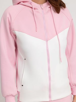 Pink comfy cotton fleece zipped tracksuit