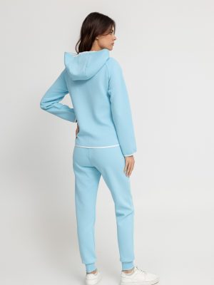 Baba blue comfy cotton fleece zipped tracksuit